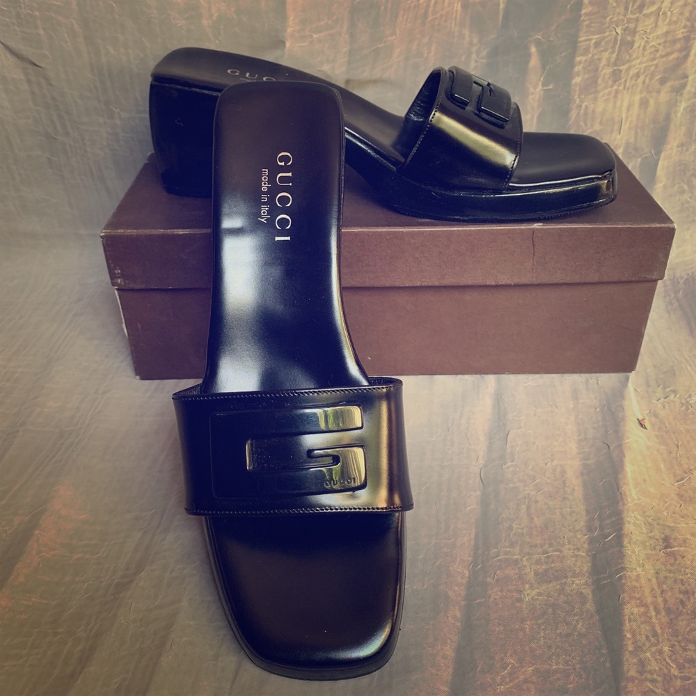 Black Gucci Clog Slip Ons